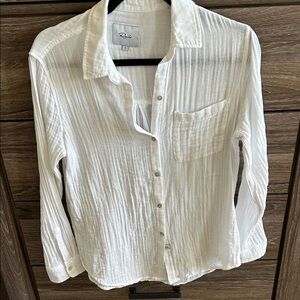 Rails Textured White Gauze Button-Up Shirt